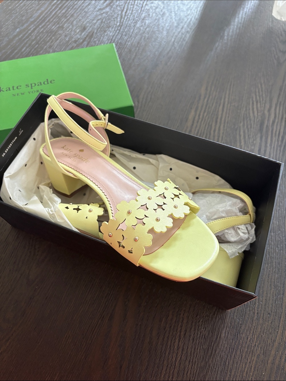 kate spade Yellow Floral Cutout Block Heel Sandals + matching bag ( not KS)